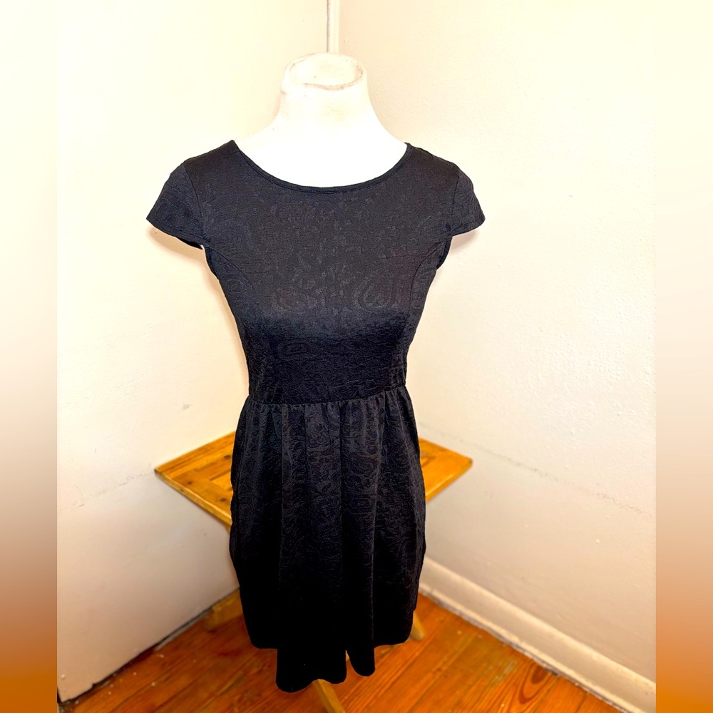 Speckless Embossed Black Mini Dress